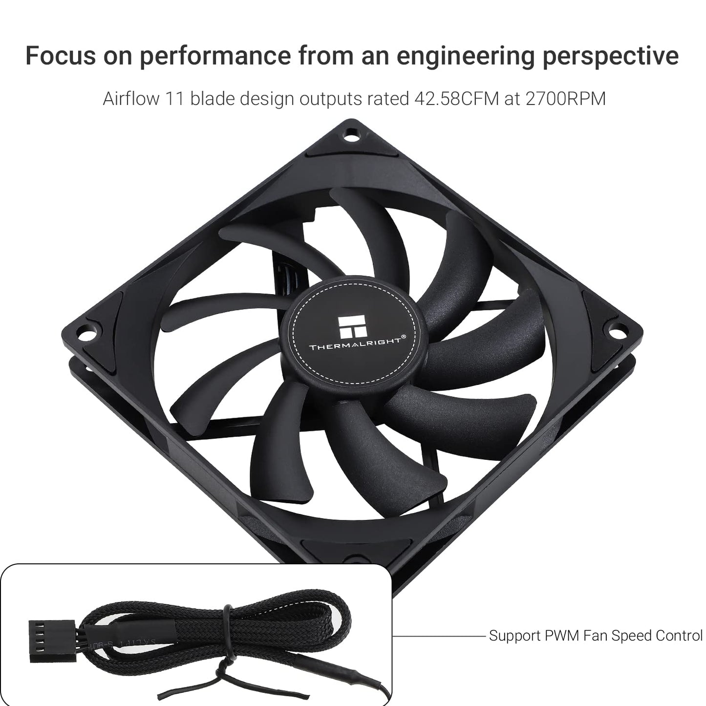 Thermalrlght TL-9015B CPU Cooler Fan 92mm PC PWM Cooling Fan, Silent PC Cooling Case Fan, 15mm Slim Desktop PC Black Fan, Up to 2700RPM Speed