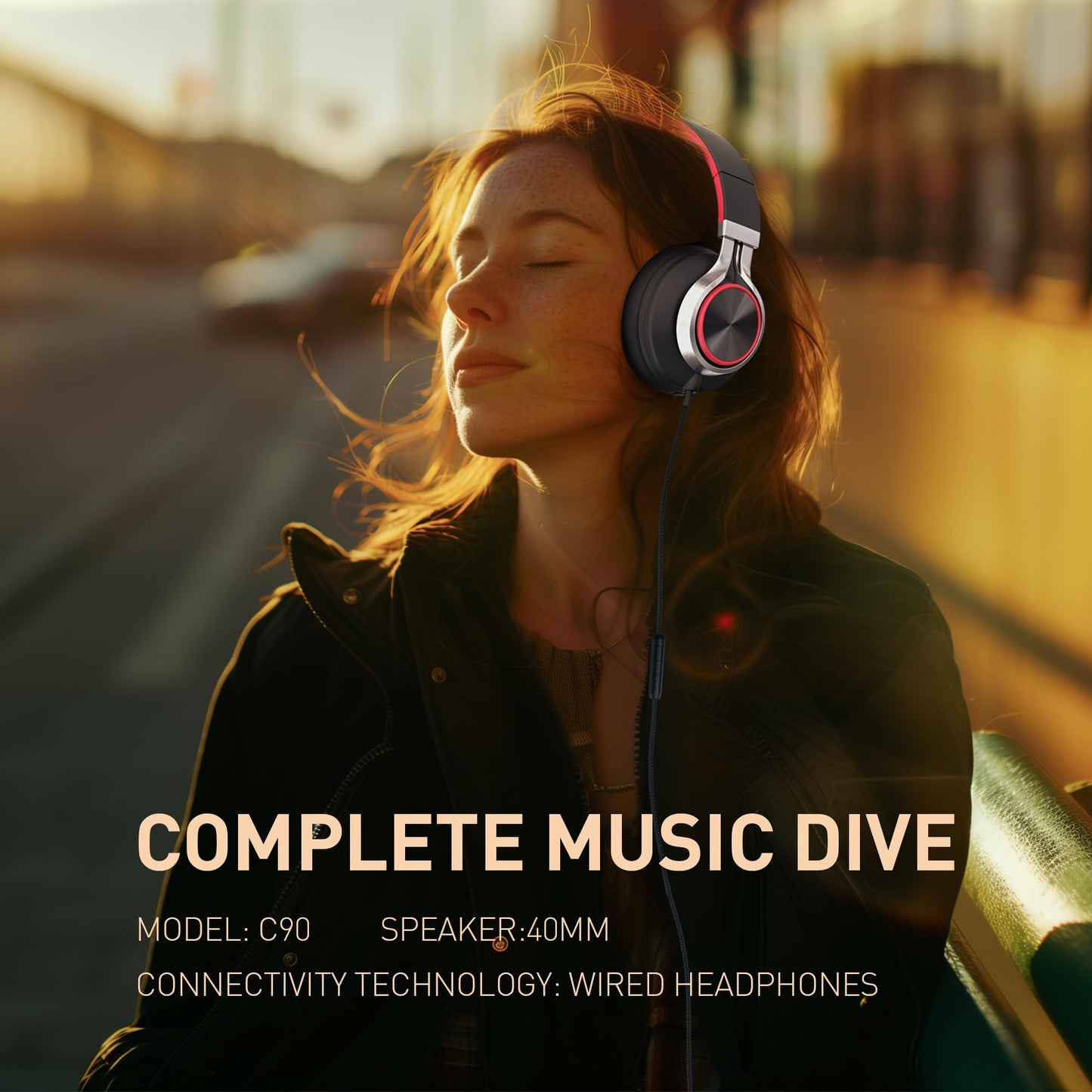 AILIHEN Wired Headphones with Microphone Volume Control Noise Isolating Red