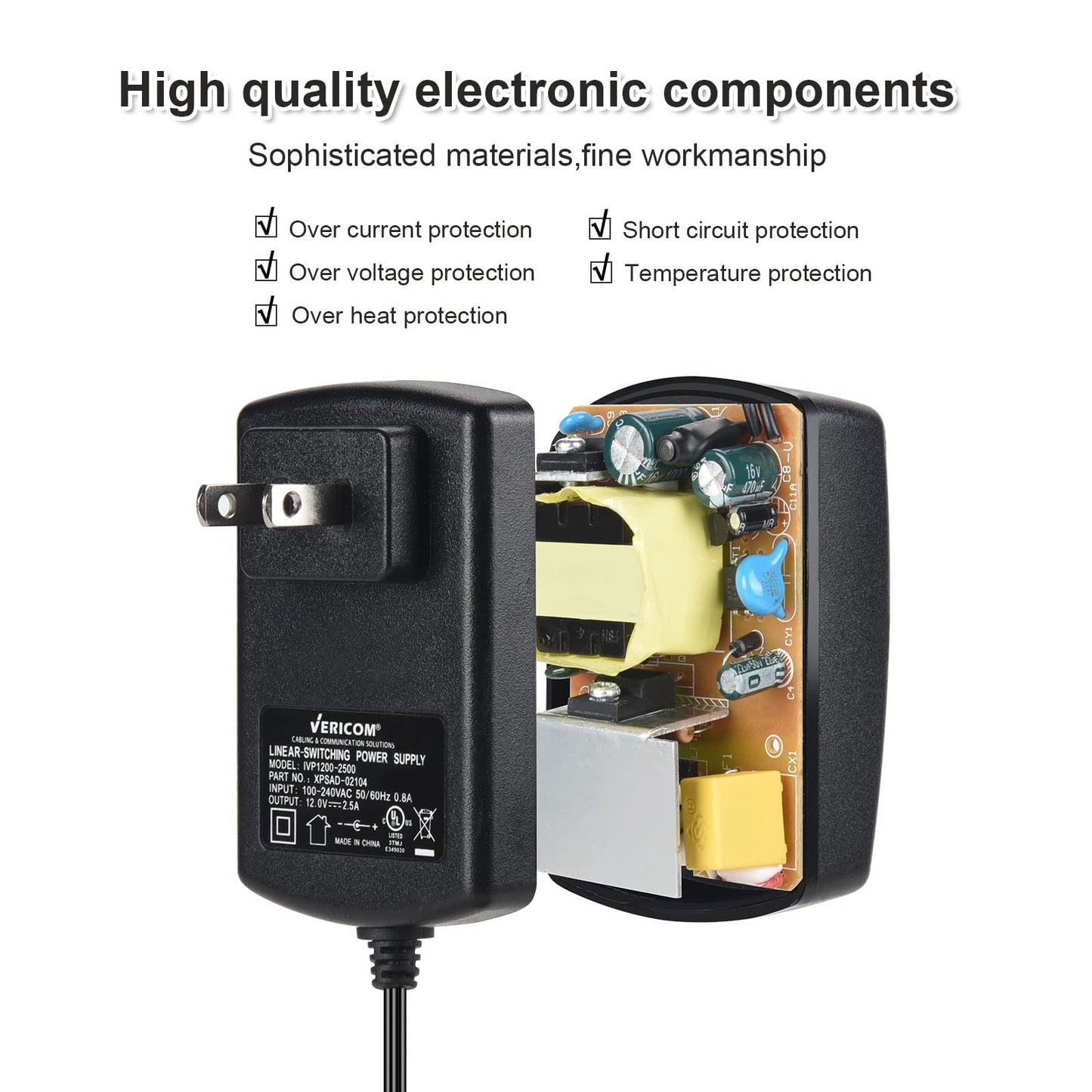 12V 2.5A AC/DC Adapter 30W - AC 100-240V to DC 12 V2.5A Transformers for LED Strip Lights,CCTV Camera 2 Year Warranty