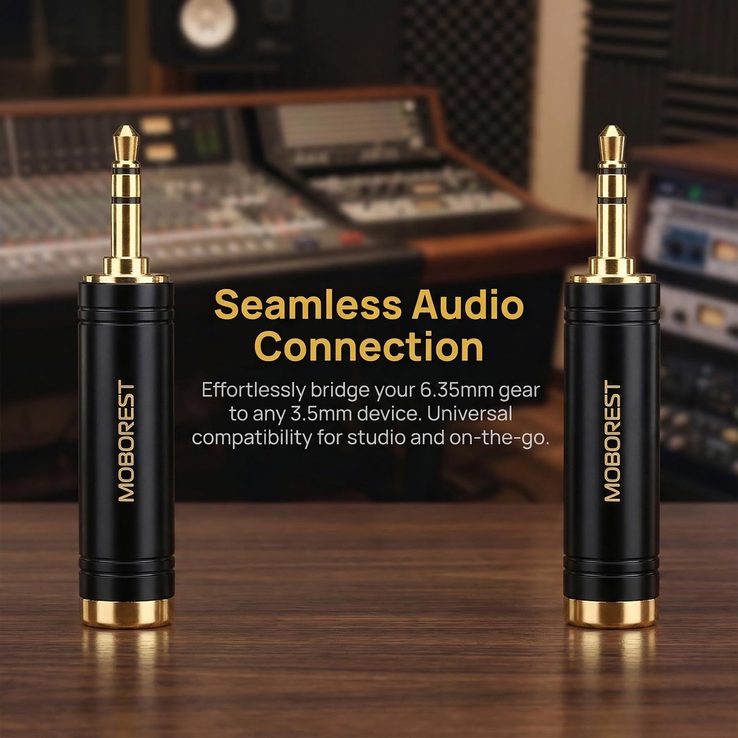 MOBOREST 3.5mm to 1/4 Adapter, Pure Copper 1/8 Inch Plug Male to 1/4 Inch (6.35mm) Jack Female Stereo Adapter, Can be Used for Conversion Headphone