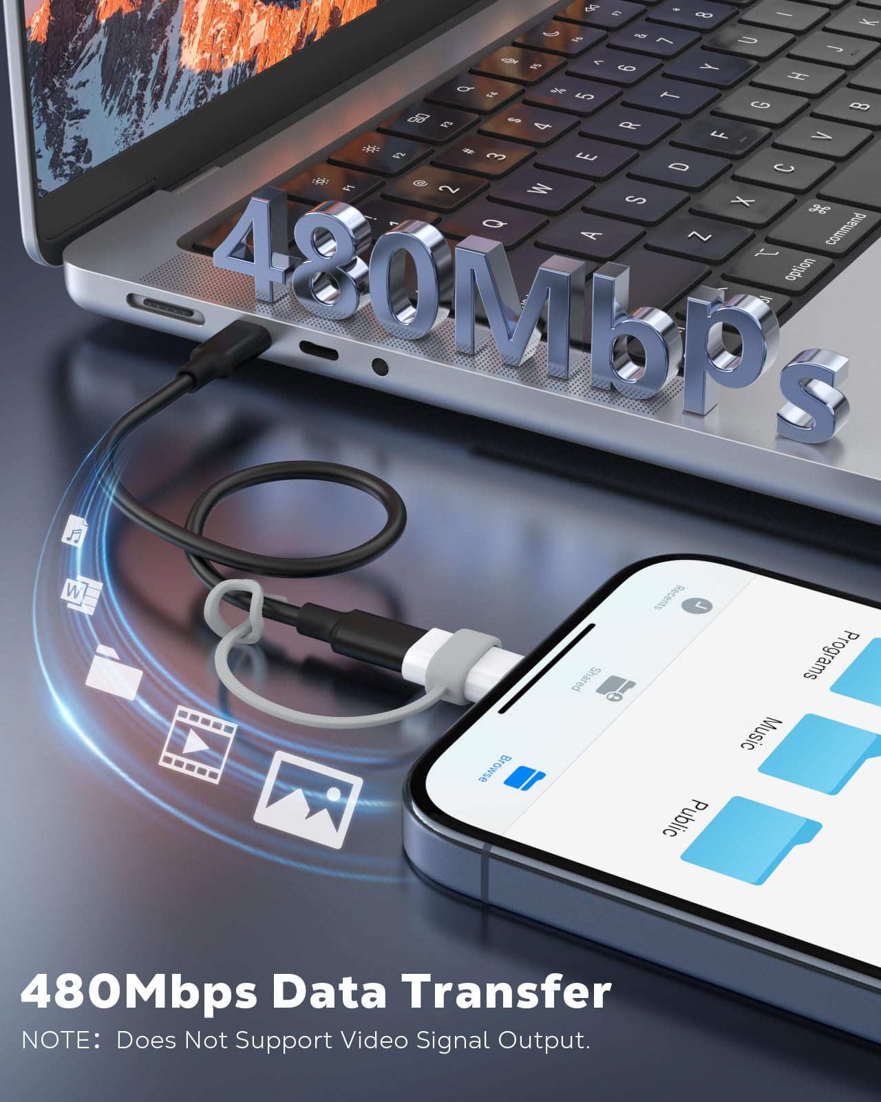 MoKo USB C to Lightning Adapter, Not for Audio/OTG, Lightning Male to USB C Female Adapter for iPhone 14/13/12/11/X Series, iPad/AirPods, Supportโฆ