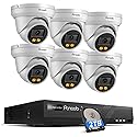 PANOOB 5MP NVR Security Camera System, 6PCS Wired 5MP IP Surveillance Dome Turret Cameras with Person Detection, Smart Dual Lights Color Night Vision