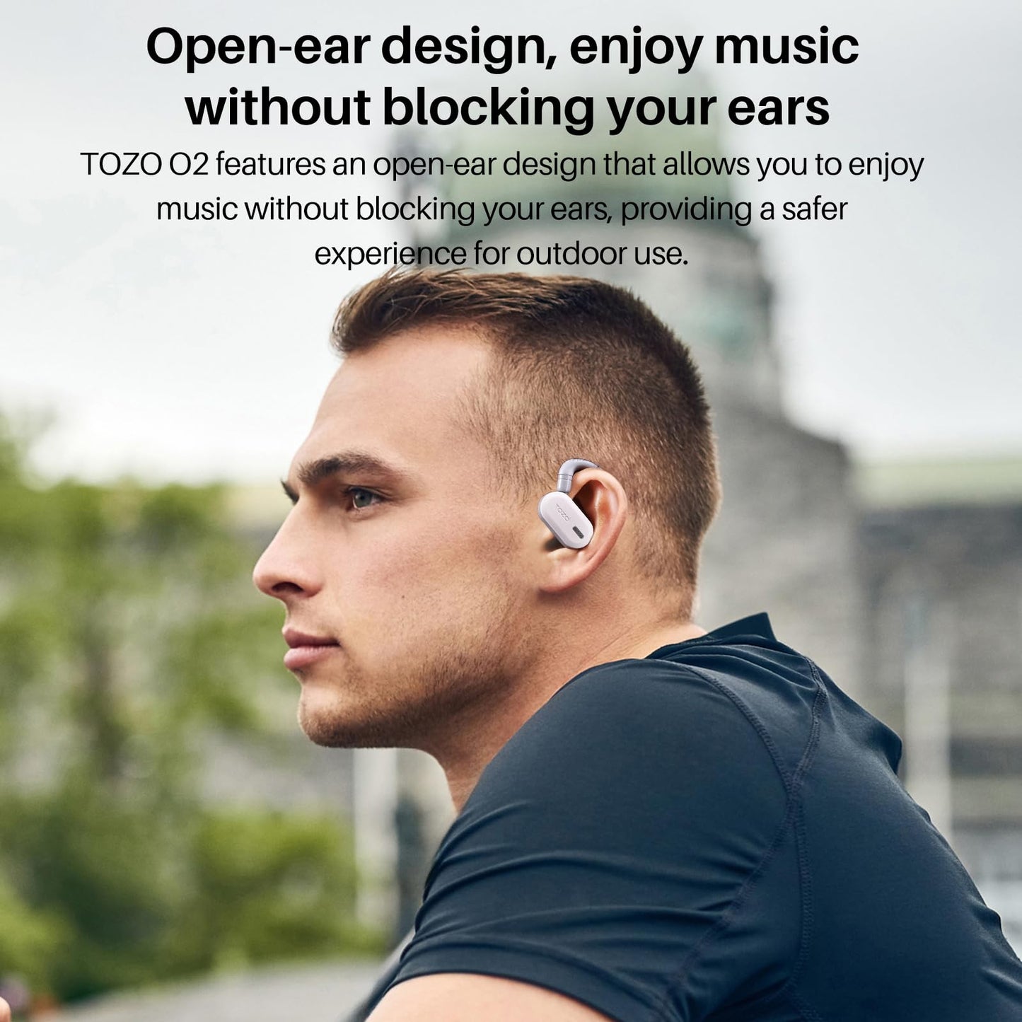 TOZO O2 Open Ear Wireless Earbuds,Multi-Angle Adjust 42H Bluetooth 5.3