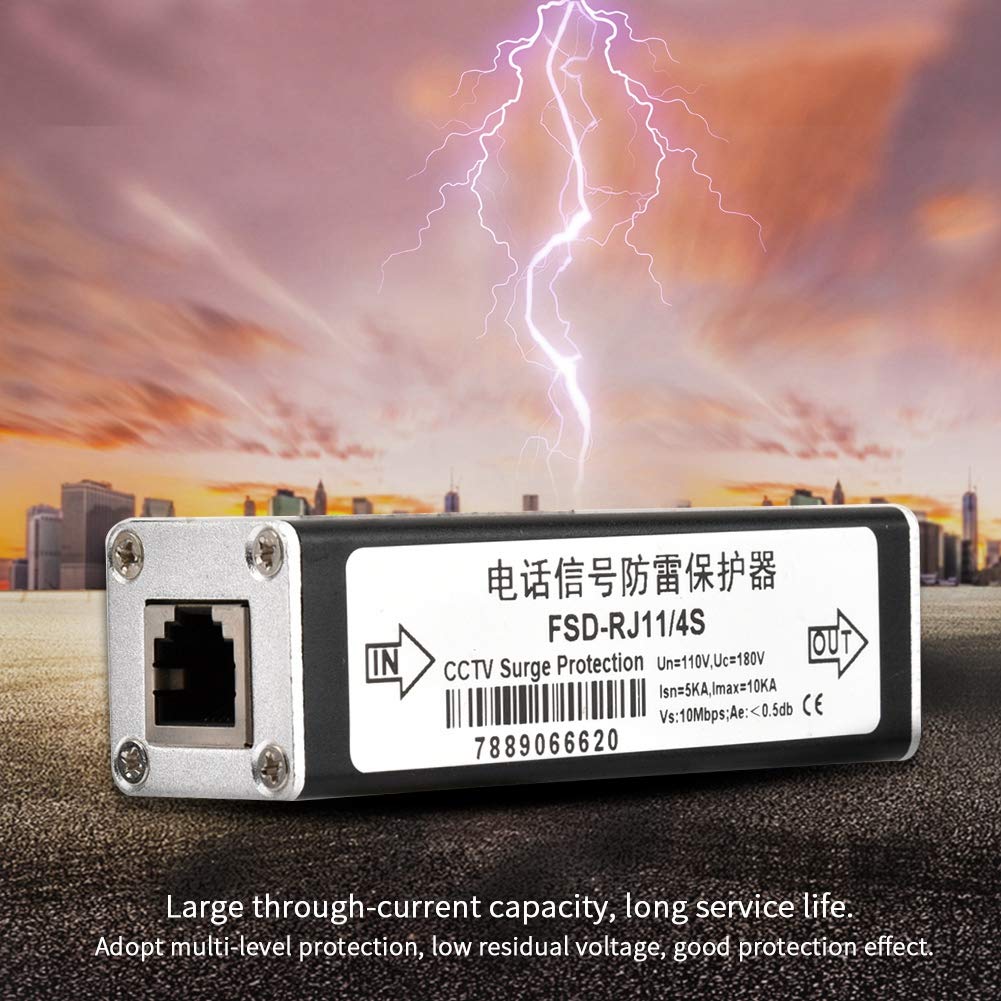 RJ11 Telephone Fax Surge Protector - Protective Device with 10KA Surge Capacity, Multi-Level Protection, 2Mbps Transmission, Easy Installation