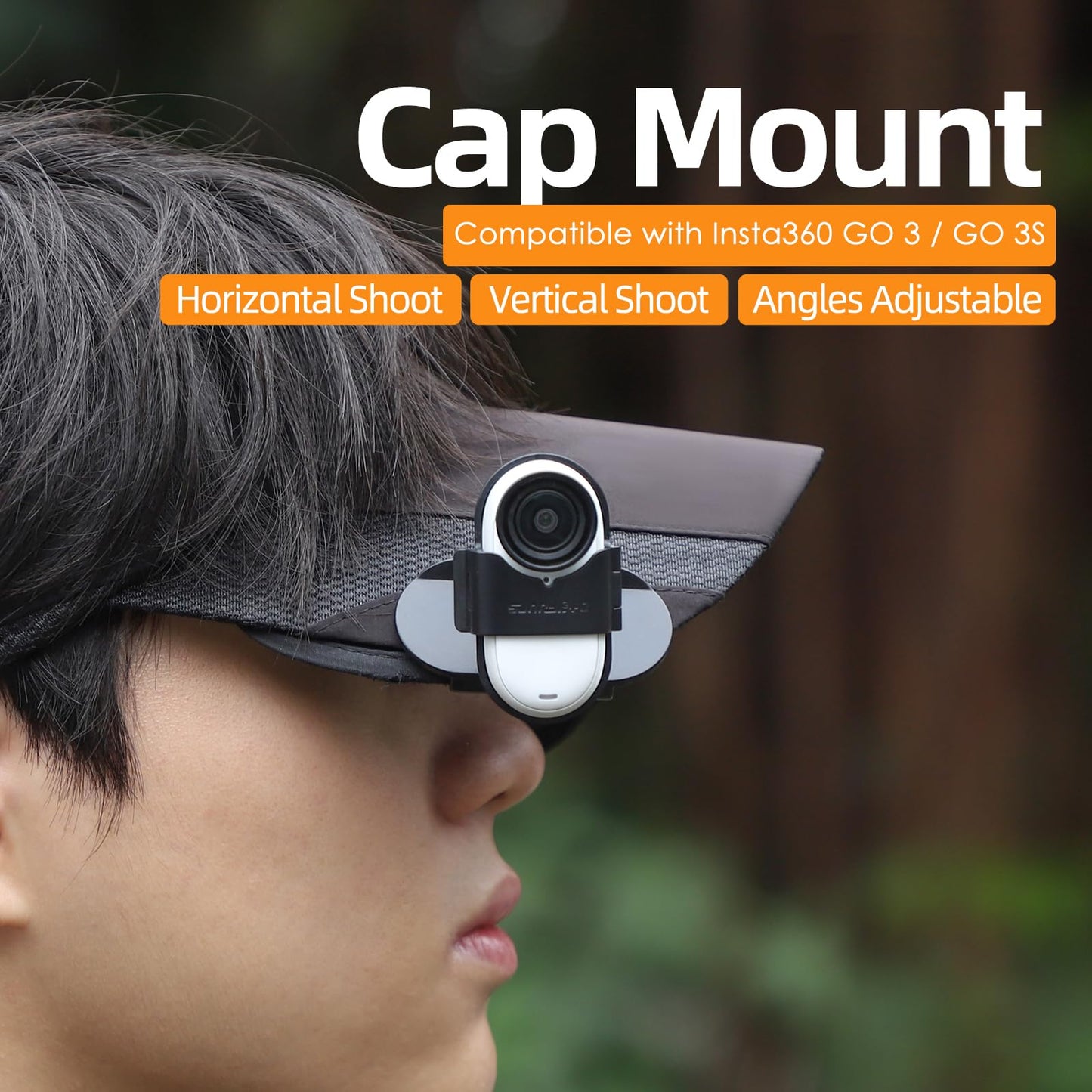 CAPART Rotatable Action Camera Hat Clip, Compatible with Insta360 GO 3S and GO 3, Vertical and Horizonal Adjustable, Clip Widely Fixed on Backpack
