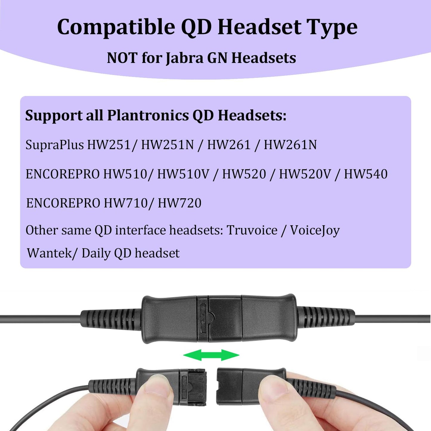 U10 Headset Adapter Cable for Plantronics Quick Disconnect Headsets RJ9 to QD Adapter Coil Cord Compatible with Cisco IP Phones 7841 7942 7821 8841