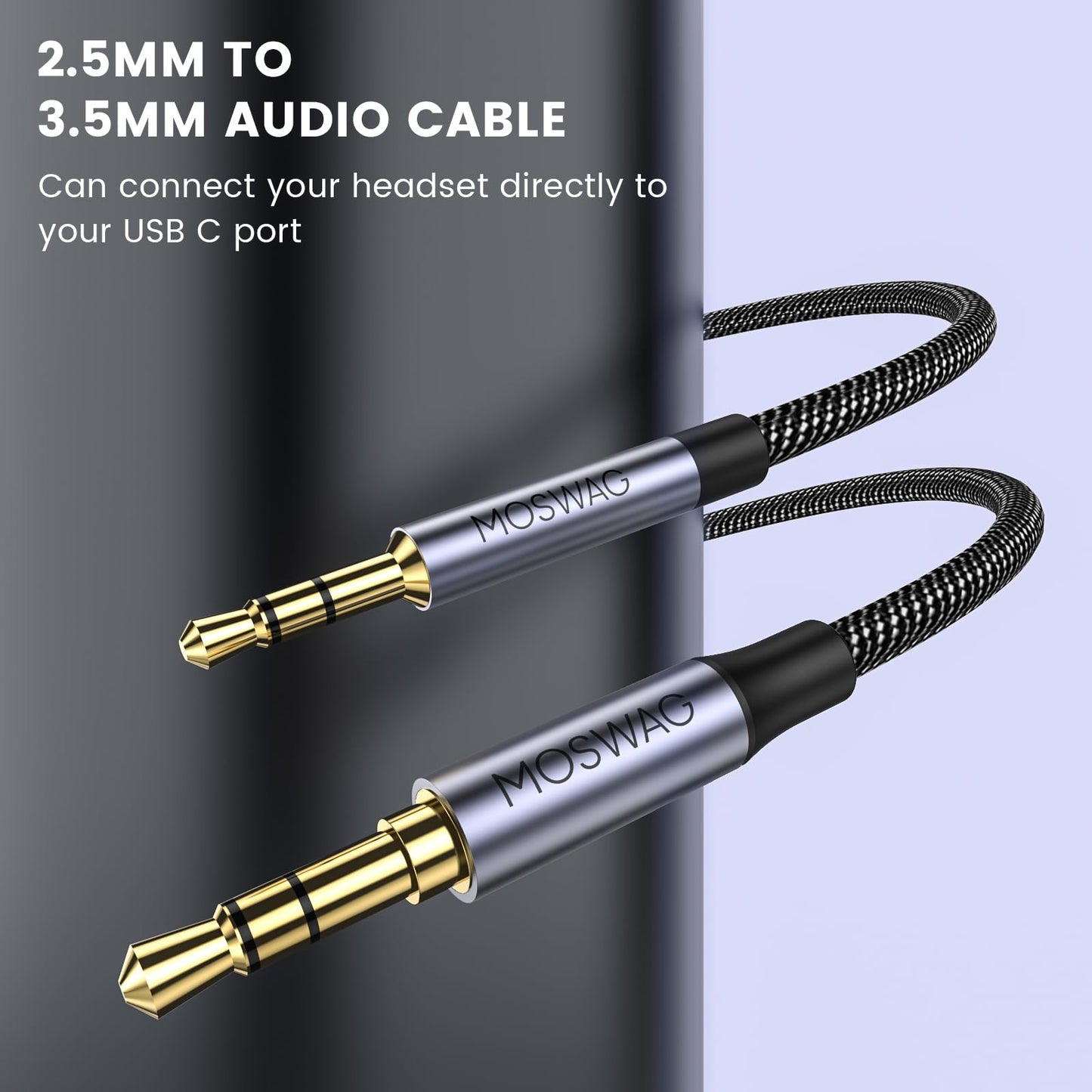 MOSWAG 3.5mm to 2.5mm Male Audio Cable Compatible with Bose 700 QuietComfort QC45 QC35II QC35 QC25 Noise Cancelling Headphones, JBL E45BT E55BT…