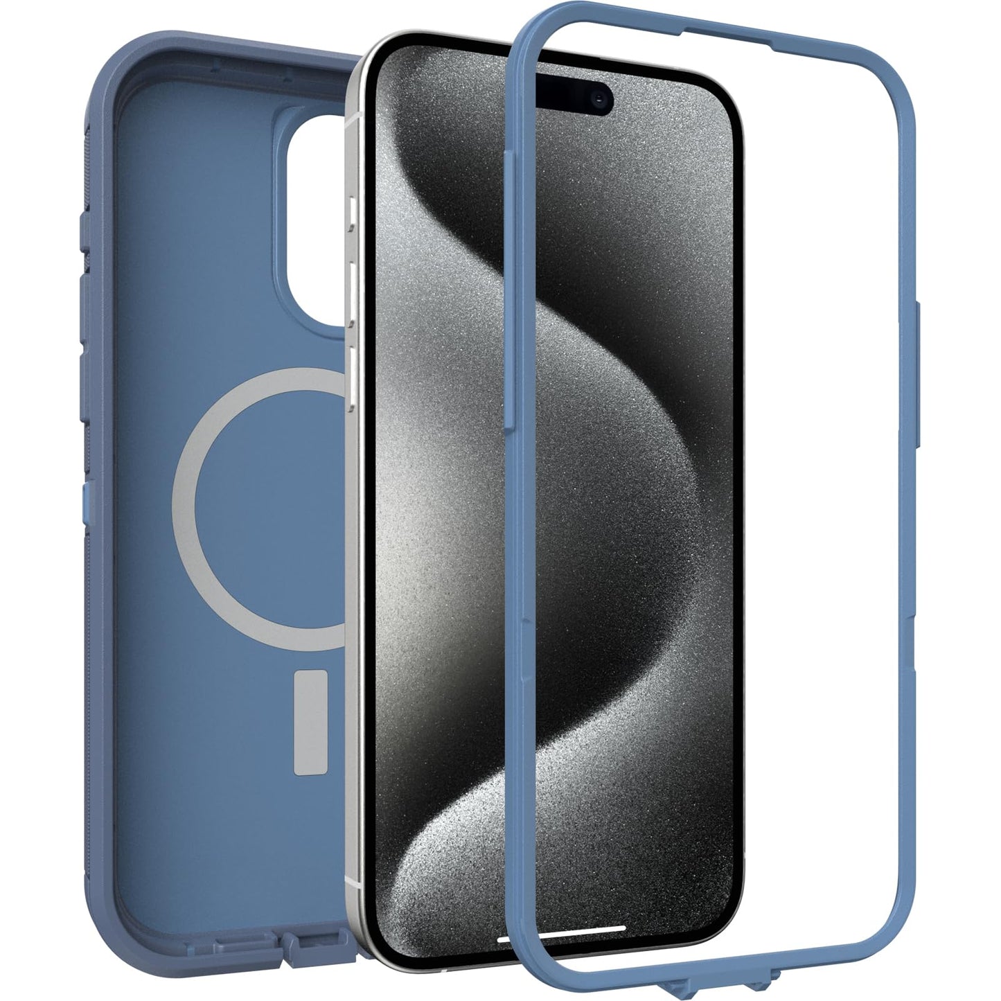 OtterBox iPhone 15 Pro Max Defender Series XT Case - Baby Blue Jeans (Blue), Screenless, Snaps to MagSafe, Lanyard Attachment, Tough & Durable iPhone