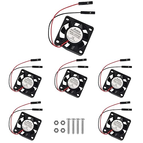 MELIFE 6 pcs Mini Cooling Fan for Raspberry Pi 4/5, 30x30x7mm, Quiet, Long Life, 3.3V/5V DC, Compatible with RPi 5/4/3/2/B+/Zero/Zero W, Robot Project