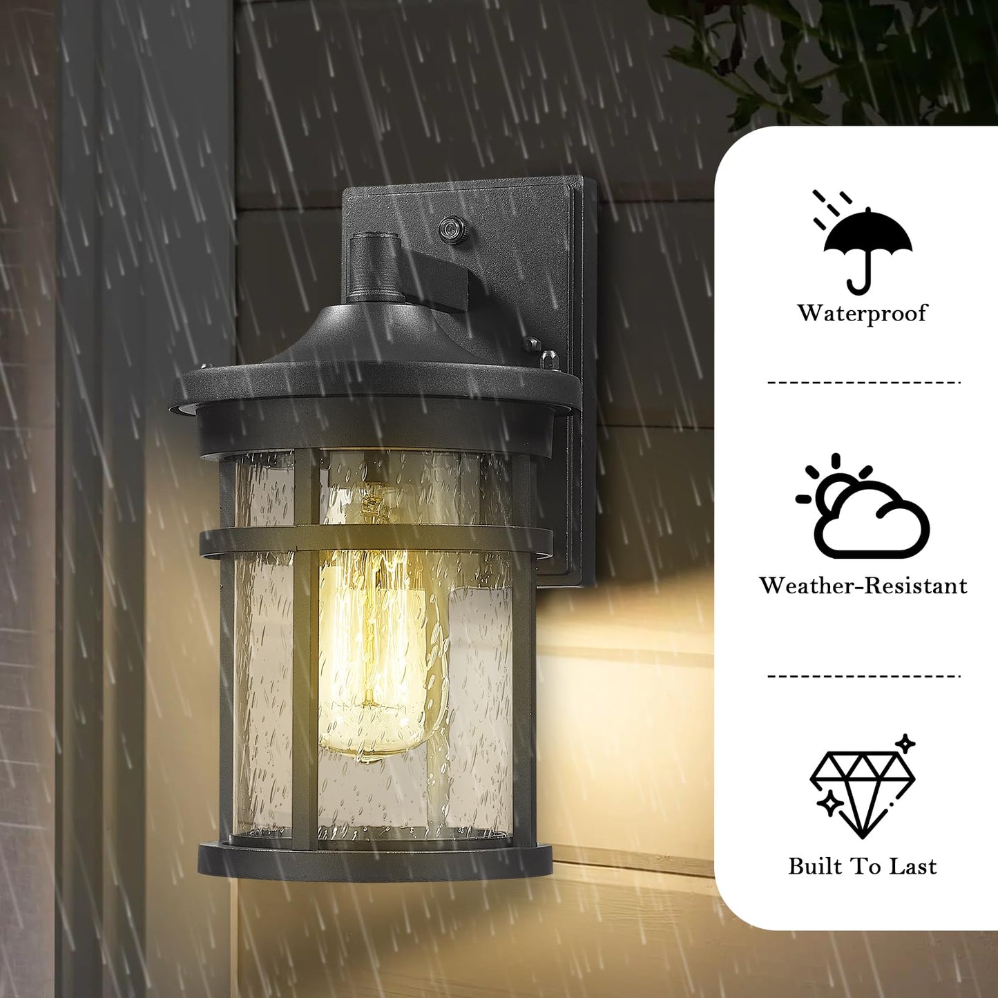 Diyel Dusk to Dawn Outdoor Wall Lighting Outdoor Wall Lantern with Sensor Exterior Wall Light Anti-Rust Porch Light Fixtures Wall Mount Waterproof