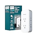 Philips All-in-One Surge Tap with USB, 2 Grounded & 4 Polarized Outlets, 1 USB-C & 1 USB-A Port (15W Shared), 490 Joules, ETL Certified, White/Gray