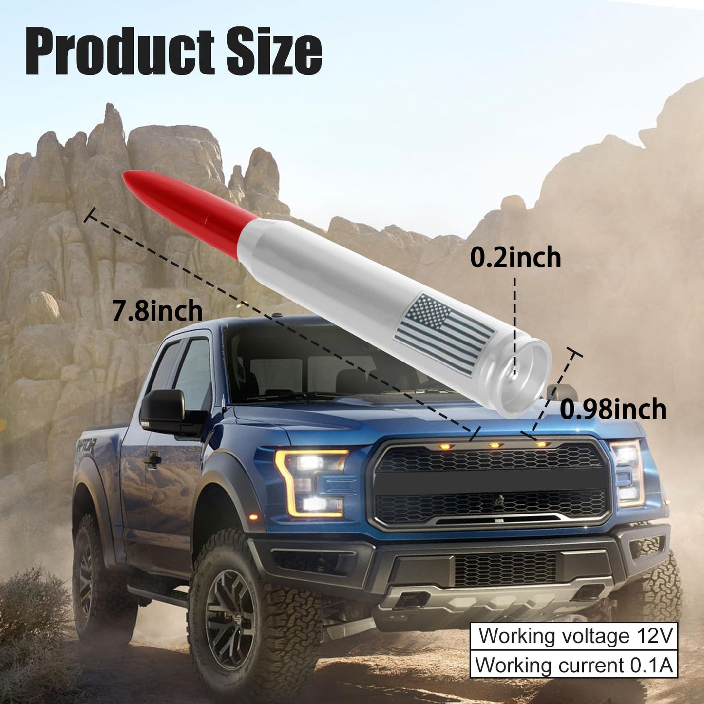Medduw Car Bullet Antenna - Durable Vehicle Antenna Replacement for Chevrolet, Ford F150 F250 F350 RAM 1500 2500 Raptor Truck Antenna AccessoriesFord
