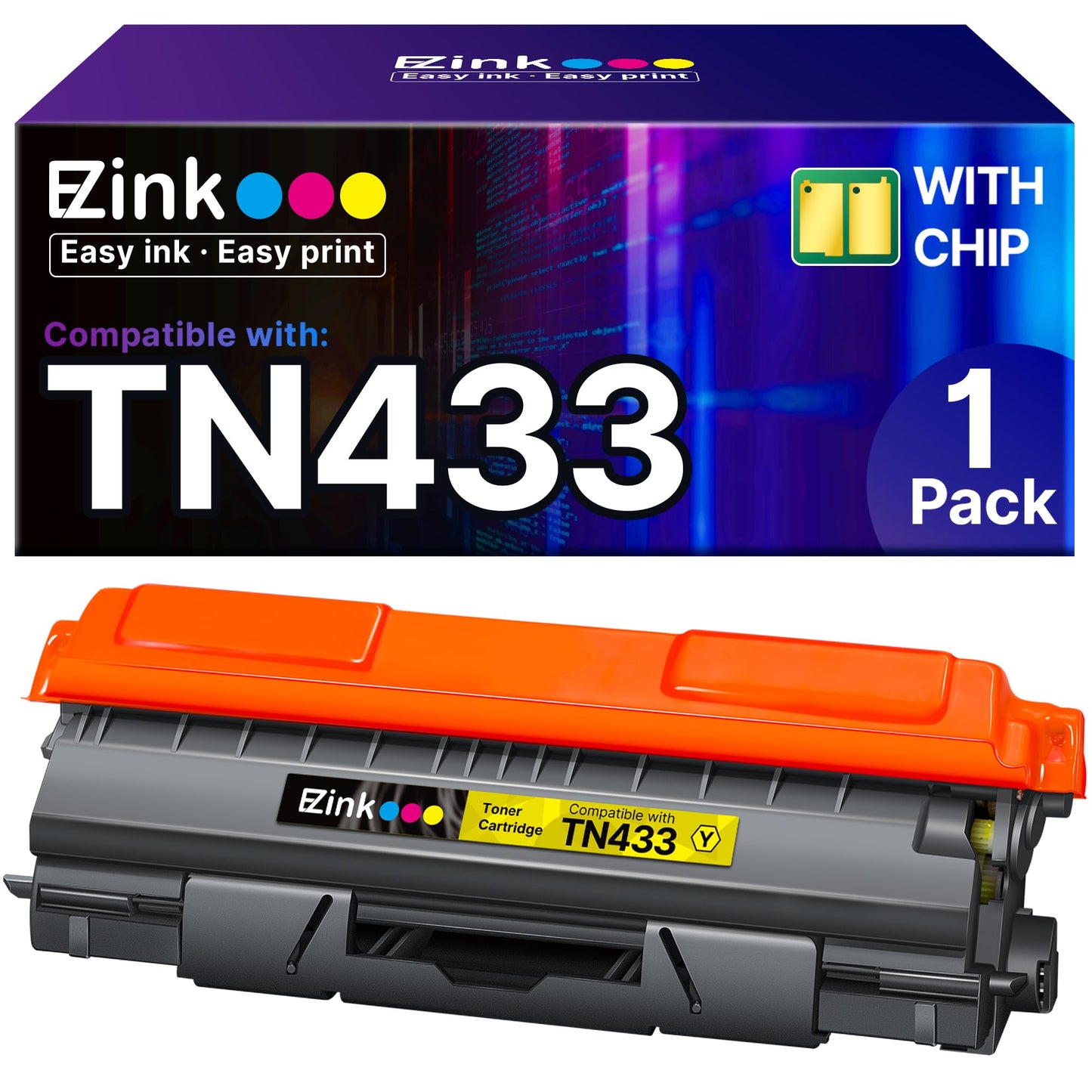 E-Z Ink TN433 Toner Cartridge Compatible for Brother TN-433 TN431, 1 Yellow