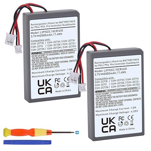 Tectra PS4 Controller Battery, 2-Pack LIP1522 Battery for Sony PlayStation 4 PS4 Slim Pro Dualshock 4 CUH-ZCT1E CUH-ZCT1H CUH-ZCT1U CUH-ZCT2 CUH-ZCT2U