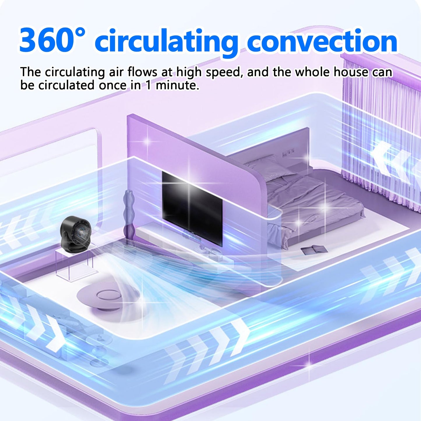 YoouDamy 199-Speed Rechargeable Desk Fan with Digital Display & 360° Airflow - 4000mAh USB Wall-Mounted Fan, Ultra-Quiet 30dB, AI Temperature Control
