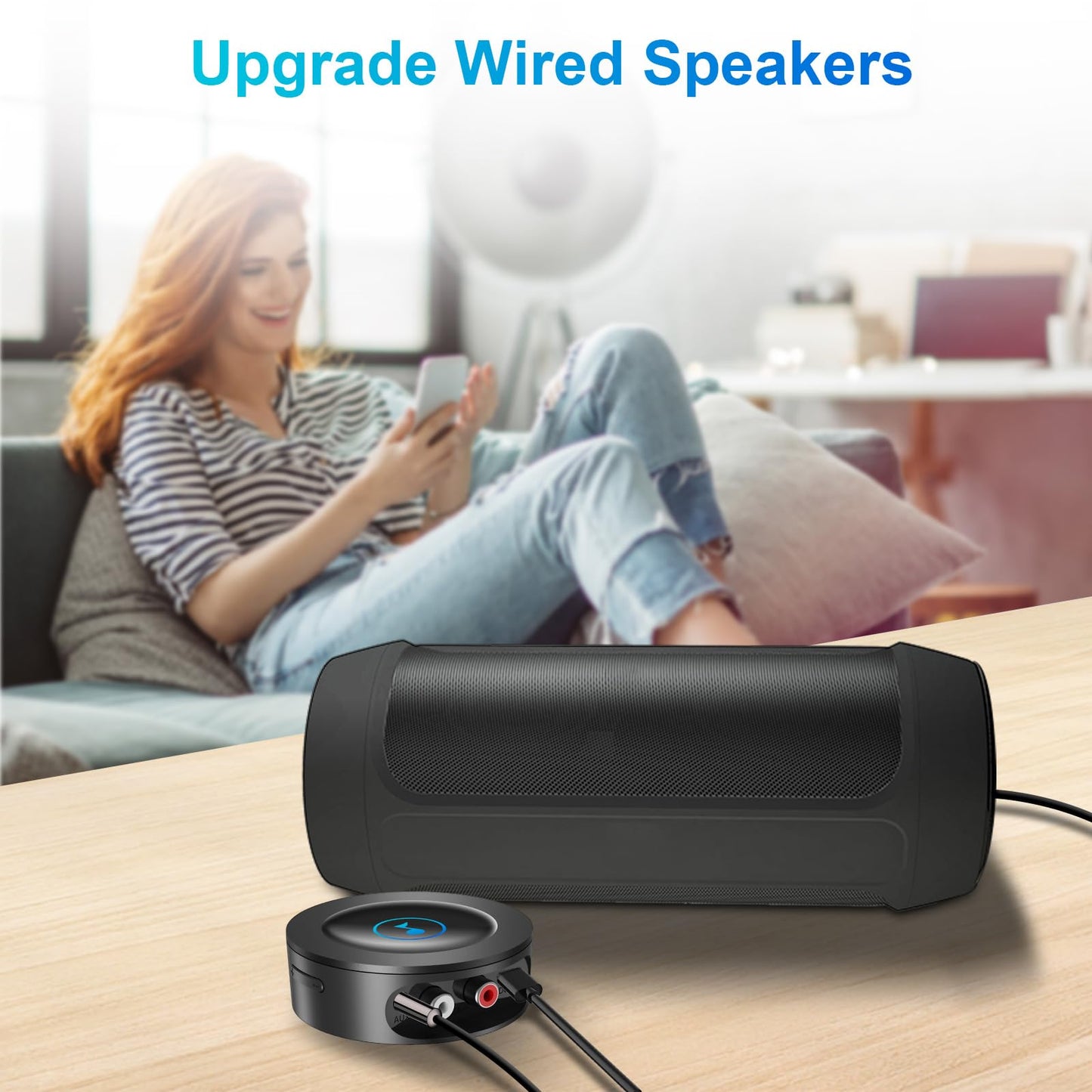 Bluetooth 5.2 Receiver for Home Stereo, RCA & 3.5mm AUX Out Put, Wireless Audio Adapter for Stereo Receiver&Amplifier, Low Latency HiFi Music
