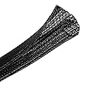 QCSIW 1/2" x 10ft Black/White Cable Sleeve - Protects Cords from Pets & Organizes Wires - Modern Style - Polyester Material - Flame Retardant - Easy