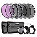 Neewer 49mm ND Lens Filter Kit: UV, CPL(Circular Polarising), FLD, ND2, ND4, ND8, Lens Hood and Lens Cap Compatible with Canon Nikon Sony Panasonic