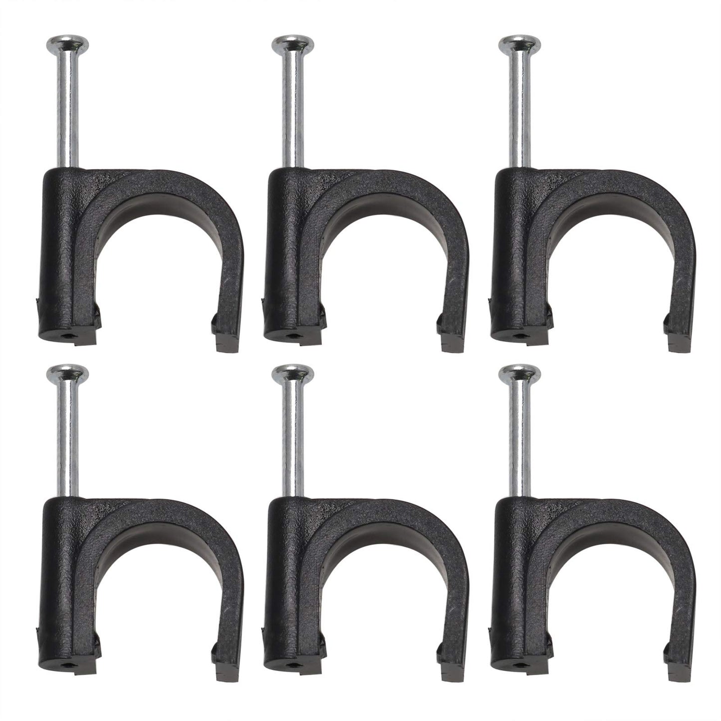 HJ Garden 50pcs Half Clamp J-Hook with Nail For Pex Tubing Pipe Support Round Cable Fixing Tie, Black