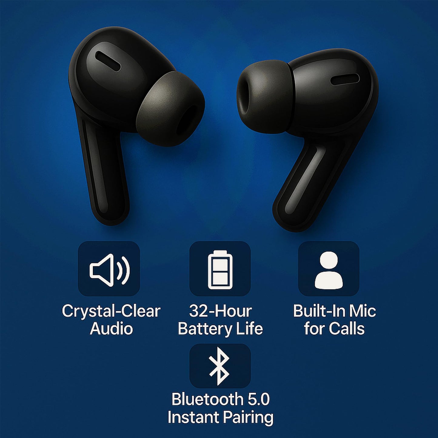 Scanmarker Bluetooth Wireless Earbuds with Microphone, 8 Hours Playtime, 32 Hours Total with Charging Case