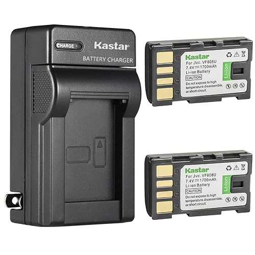 Kastar 2-Pack BN-VF808 Battery and AC Wall Charger Replacement for JVC BN-VF808 BN-VF808U BN-VF815 BN-VF815U BN-VF823 BN-VF823U BN-VF915 BN-VF915U