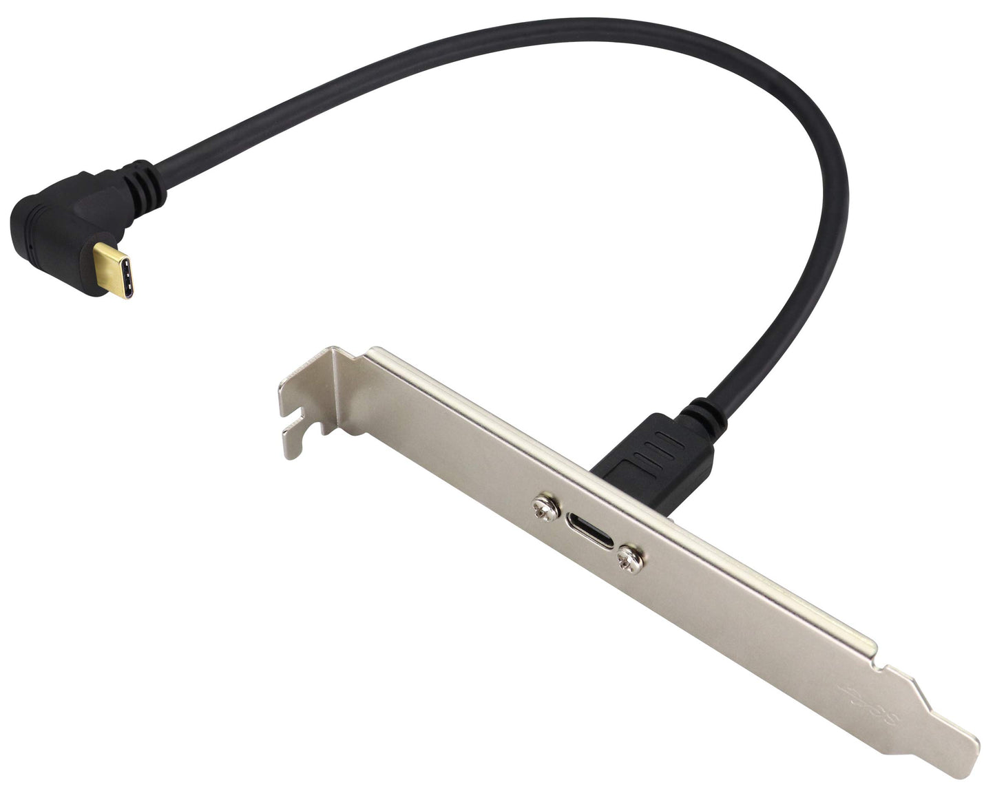 AAOTOKK Up&Down Angle 3.1Type C Gen 2 Cable (3A) 90 Degree USB 3.1 Type C Male to Female Panel Mount Screw Cable, Supports Charging,Data,Audio,Video