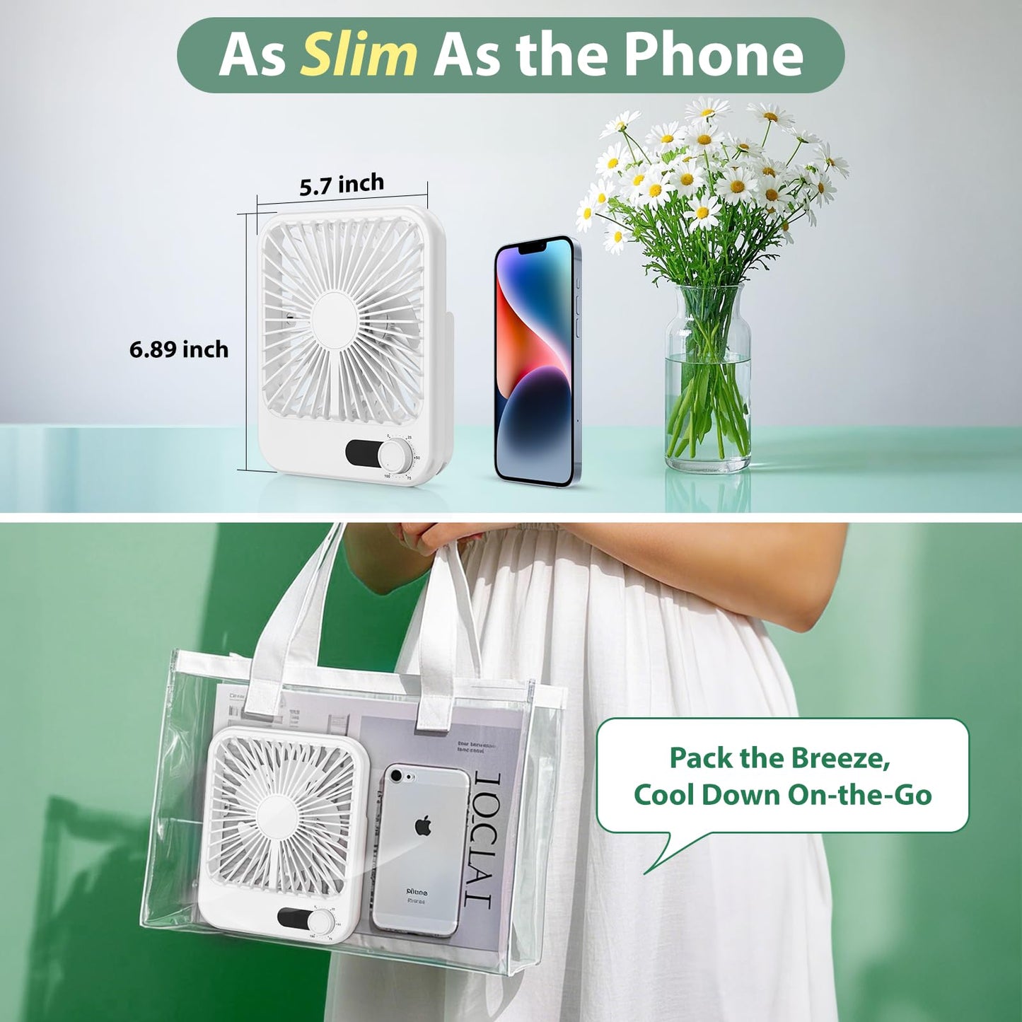 Zaardend Portable Travel Fan for Cruise Approved, 4000mAh Cruise Essentials 2026 Rechargeable Fan100 Speed Wind Adjustable, Small Travel Essentials