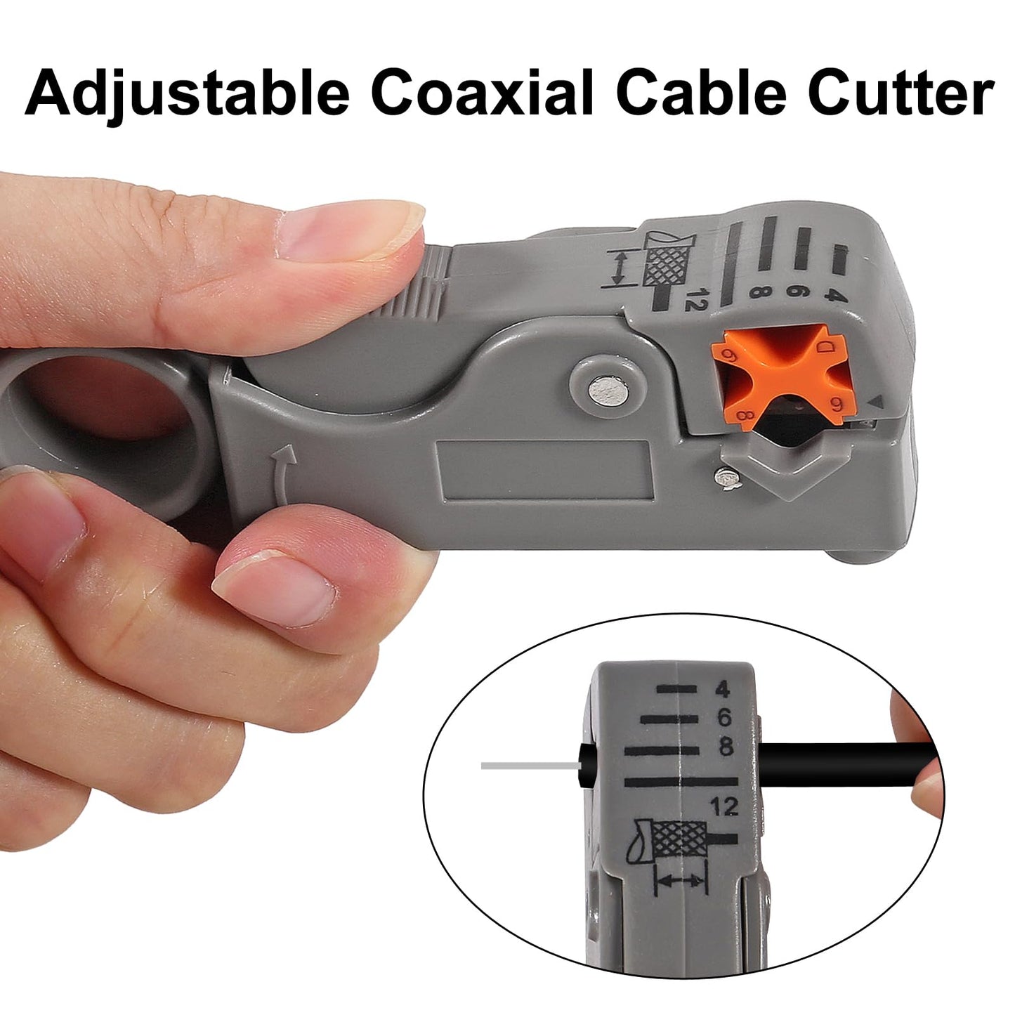 20Pcs F Type RG6 Compression Connectors Coaxial Cable Crimper Kit with Wire Stripper Repair Tool Compatible with RG59, RG6, RG11 Compatible Adjustable