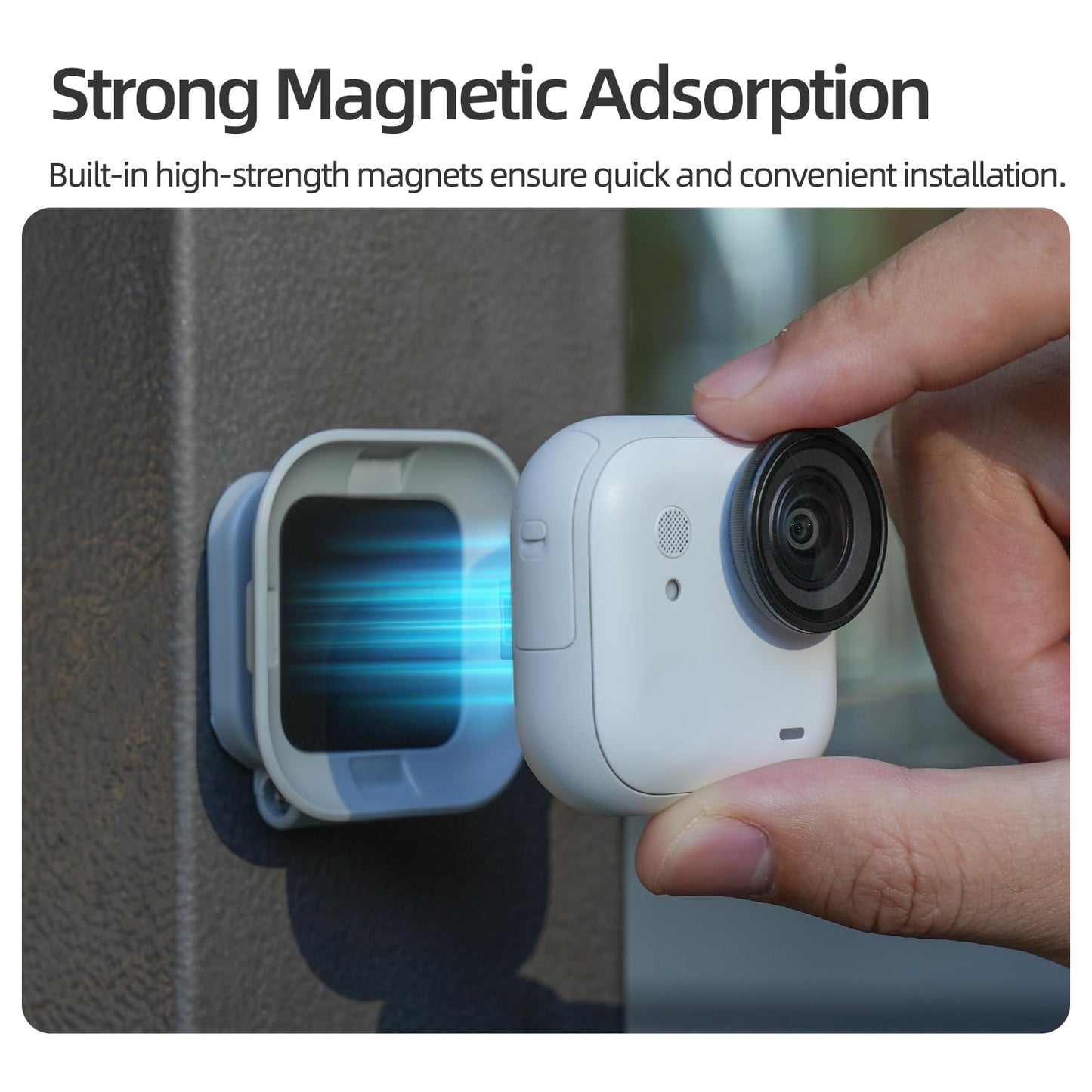 CAPART Magnetic Mount for Insta360 GO Ultra, 180 Degree Tiltable Foldable Tabletop, Quick Release Go Ultra Magnetic Wall Car Pole Mount POV Vlogging