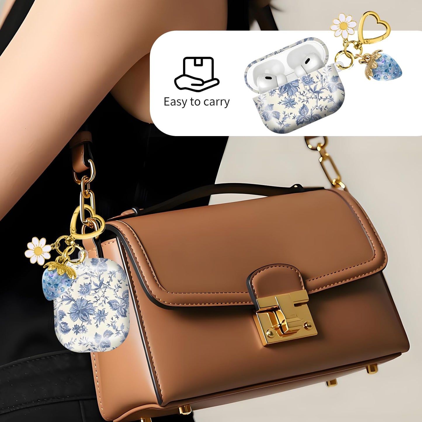 Compatible with AirPod PRO 3 2025 Shockproof and dustproof Wireless Earphone case, with a Beautiful and Cute Strawberry Keychain Pendant Suitable