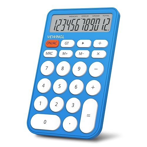 VEWINGL Standard Calculator, 12 Digit Large Display Desktop Calculator with Big Buttons for Office, School, Home & Business