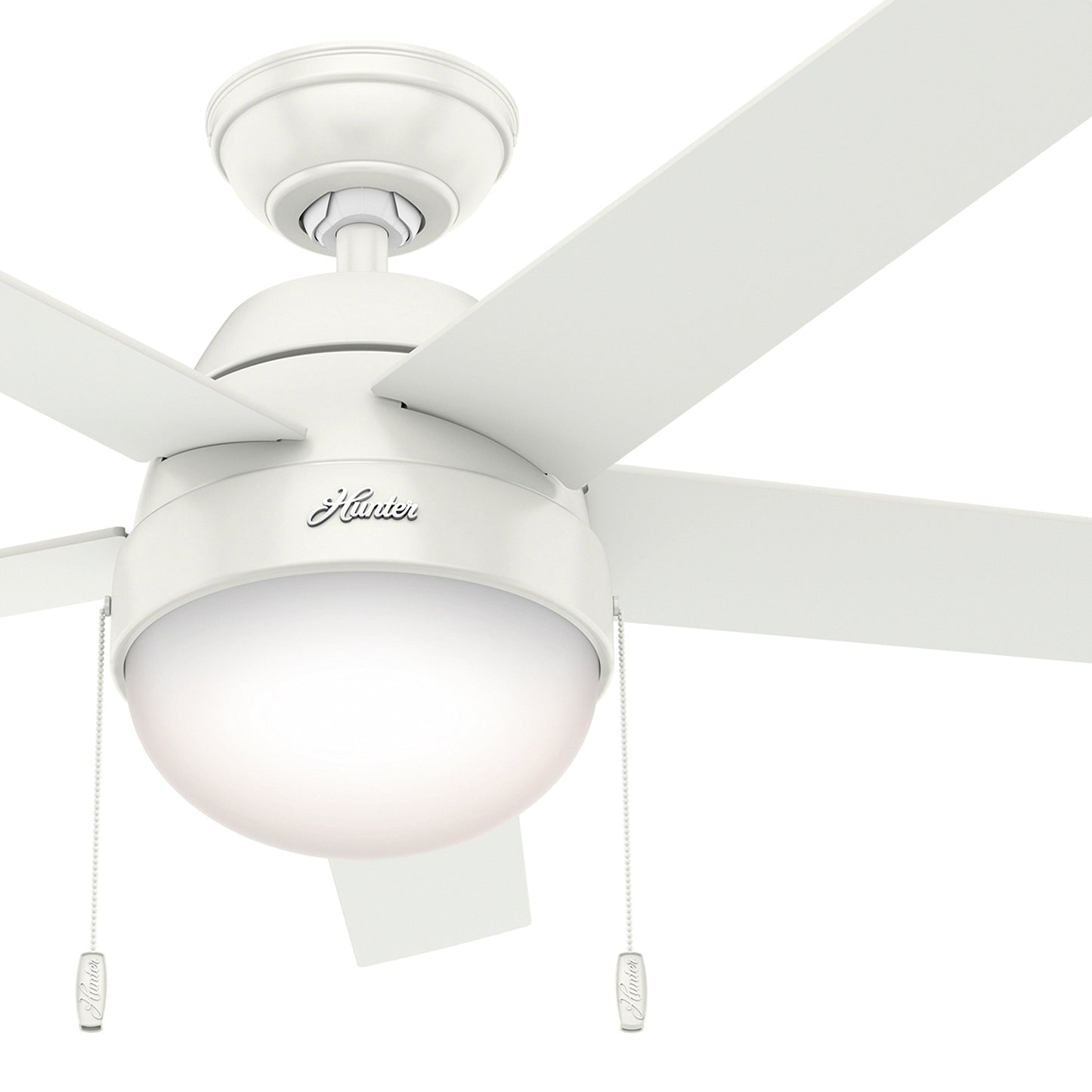 Hunter Fan 46 inch Contemporary Low Profile Ceiling Fan with Light Kit in Fresh White (Renewed)