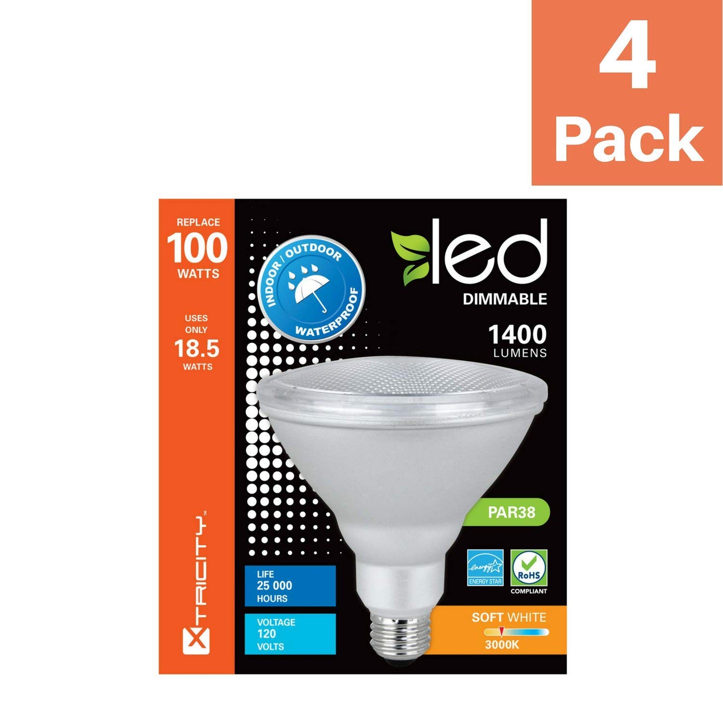 Xtricity LED PAR38 Dimmable Flood Lights 100W (4 Pack)