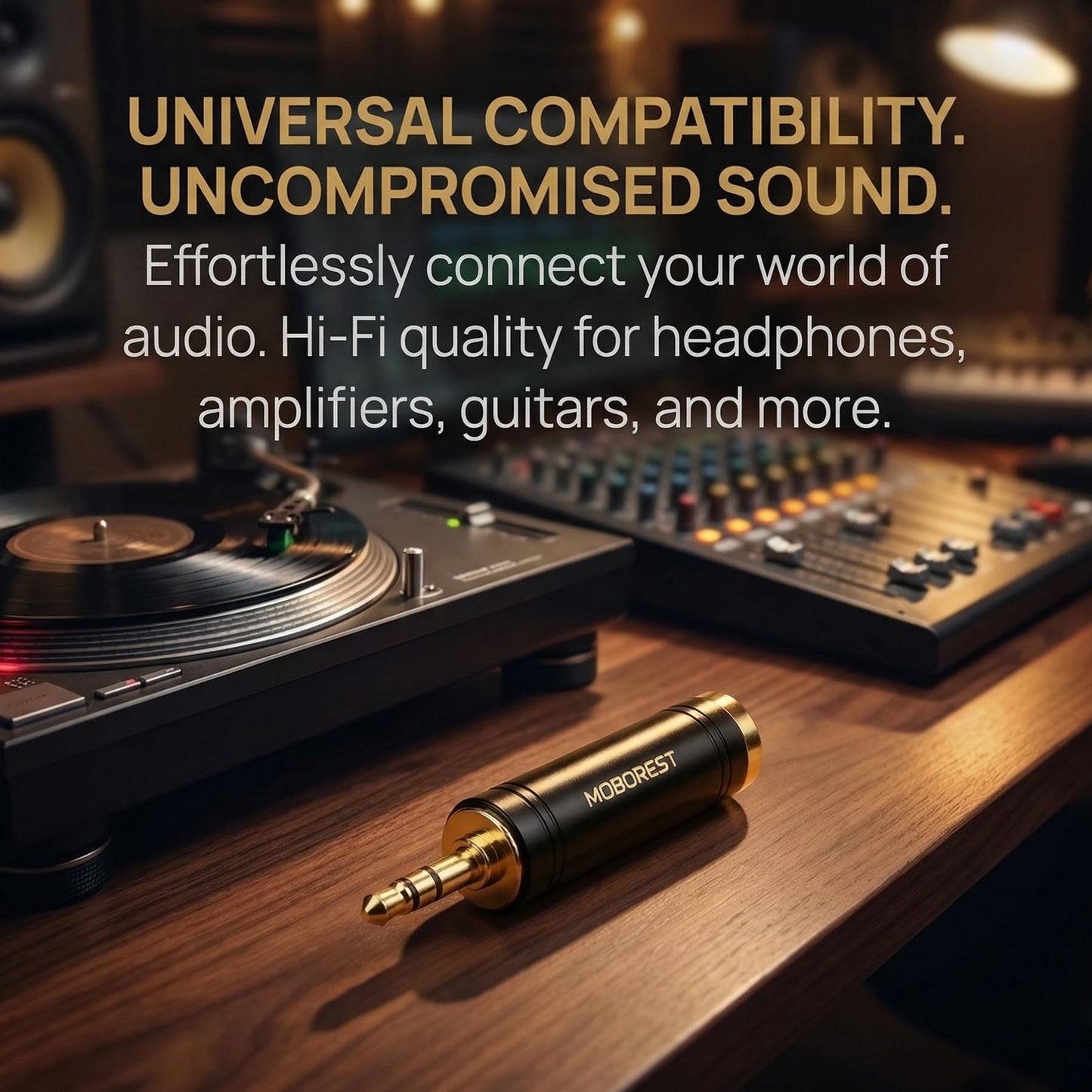 MOBOREST 3.5mm to 1/4 Adapter, Pure Copper 1/8 Inch Plug Male to 1/4 Inch (6.35mm) Jack Female Stereo Adapter, Can be Used for Conversion Headphone