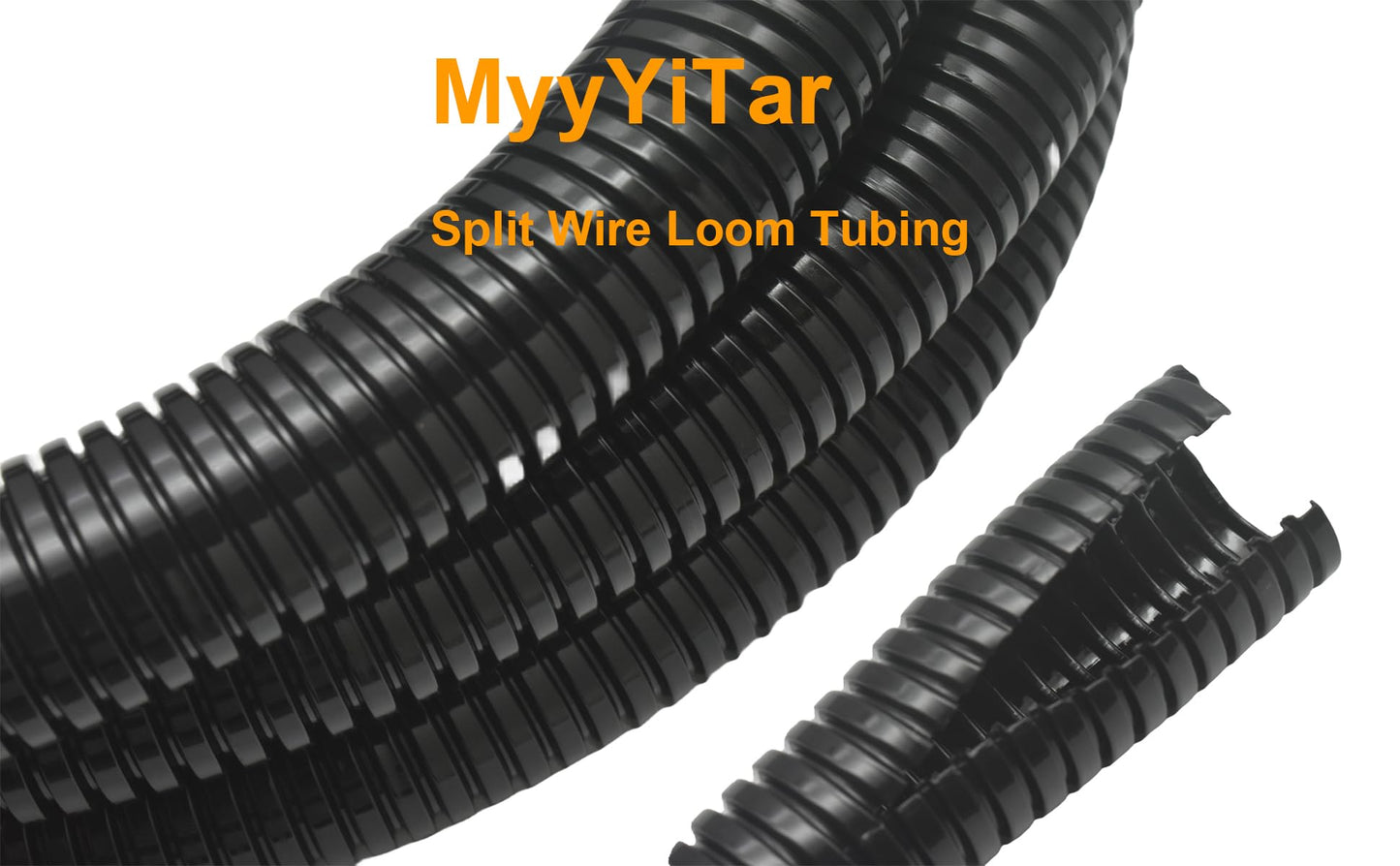 MyyYiTar 1/2in-10ft Wire Loom Conduit Protector Cable Sleeves Cover Hard Tubes for Outdoor Electrical Wire Management Organizer Kit - Black