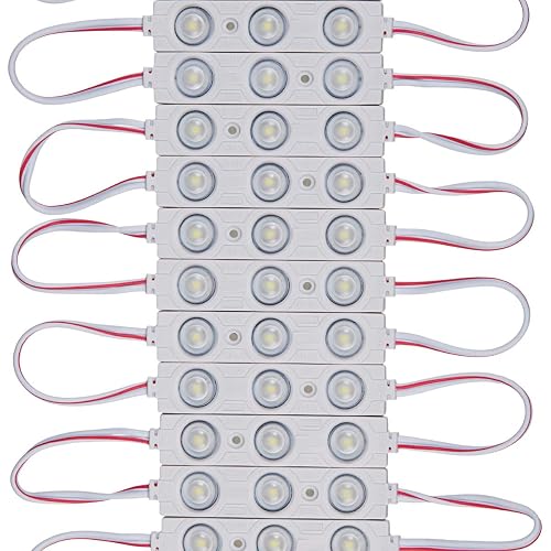 qingchenlight 200 PCS DC12V White 6500K Injection 3 LED Module 1.32W Waterproof Decorative Back Light for Letter Sign Advertising Signs with Tape