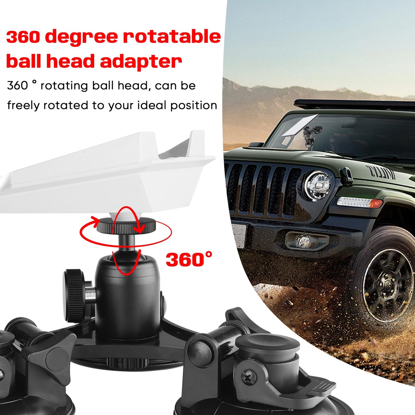 Starlink Mini Roof Triangular Suction Cup Mount with 1/4 inch nut Base Adapter, Starlink Mini 360 ° Horizontal Adjustment, Suitable for Smooth Surface