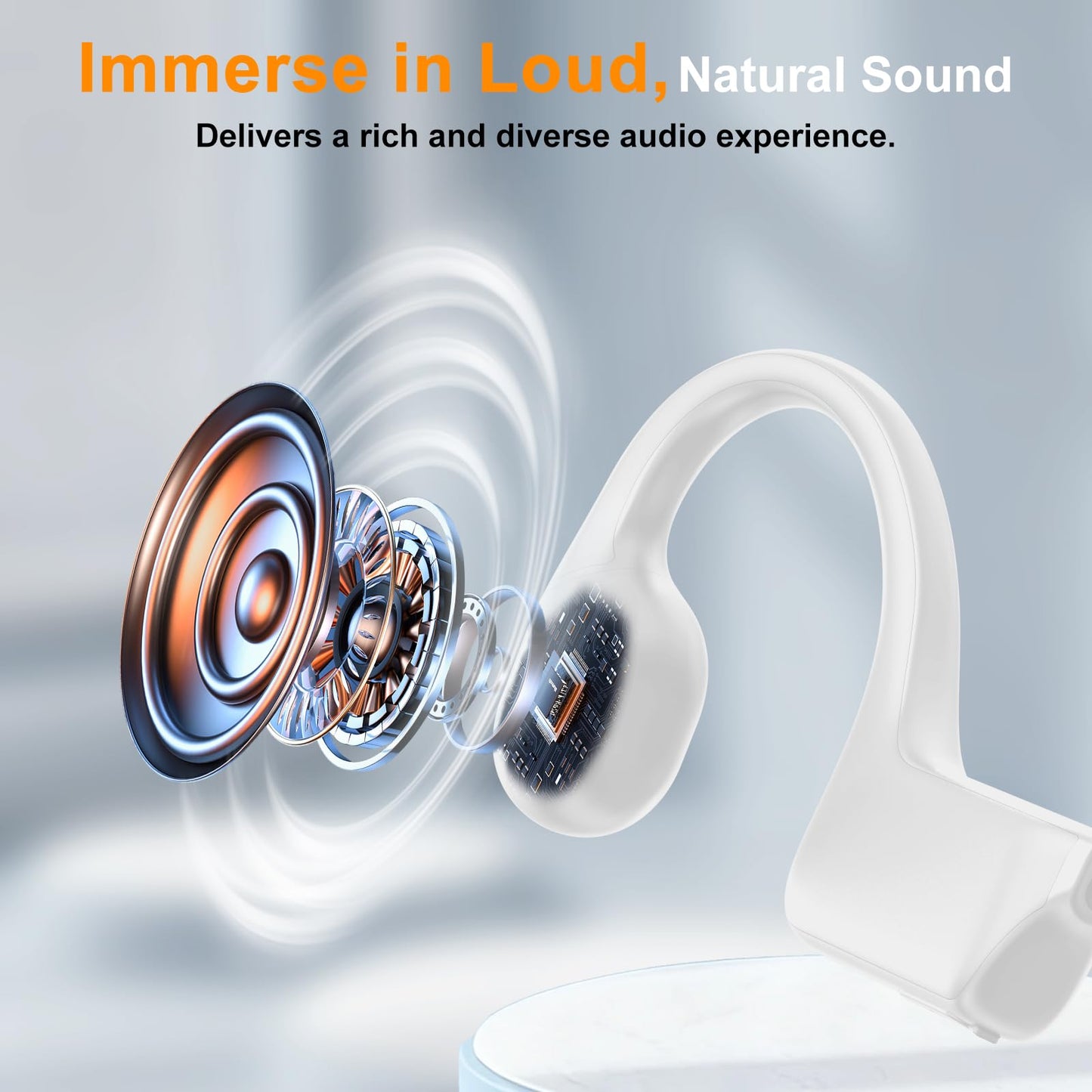 2026 Bone Conduction Bluetooth 6.0 Headphones, Open-Ear Headset with Mic, Type-C Charging, 10-Hour Battery Life, IPX5 Sweatproof, Dual-Device