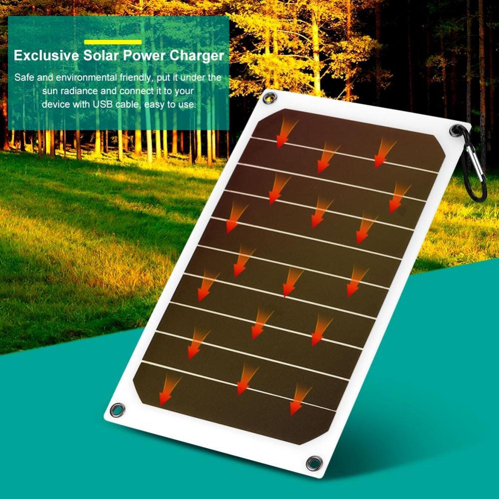 Solar Panel Portable, 10W IP64 Solar Panel Mobile Power Charger 5V USB Powerful Charging Compatible for Mobile Phones or Tablets Most Cameras Games