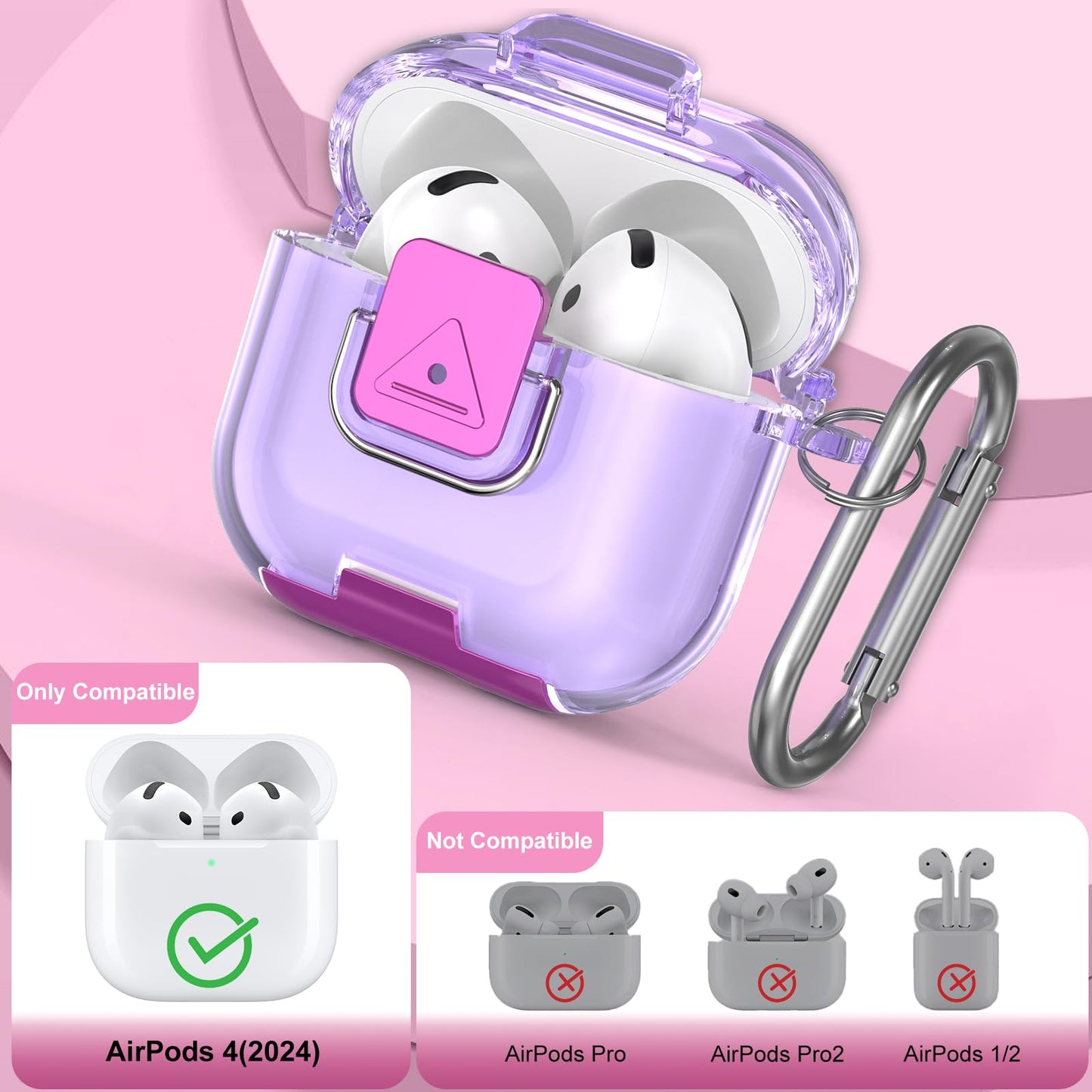 Wacanc for AirPods 4th Gen Case with Cleaning Kit&Phone Stand,Secure Lock TPU Protective Cover Compatible with AirPods 4 (2024),Full Protection