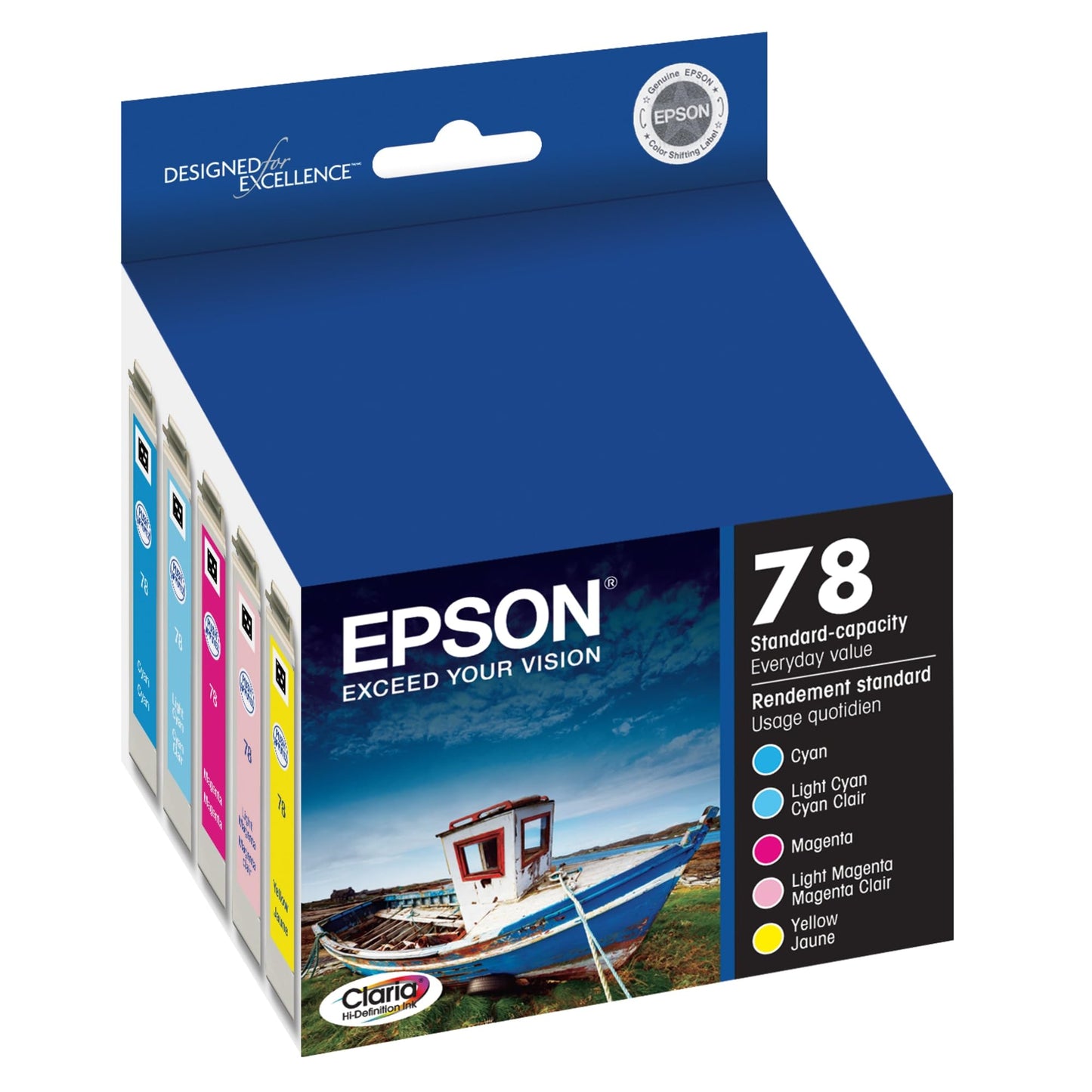 Epson 78 Claria Hi-Definition Ink Standard Capacity 5 Color Cartridge Combo Pack (T078920) Works with Artisan 50, Photo R260, R280, R380, RX580