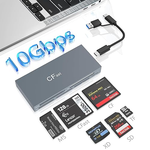 CFast Card Reader Memory Stick Pro Duo Adapter, USB C CFast 2.0 Card Reader for CFast/SD/TF/MS/XD/CF CompactFlash Card, XD Card Reader USB C USB 3.0