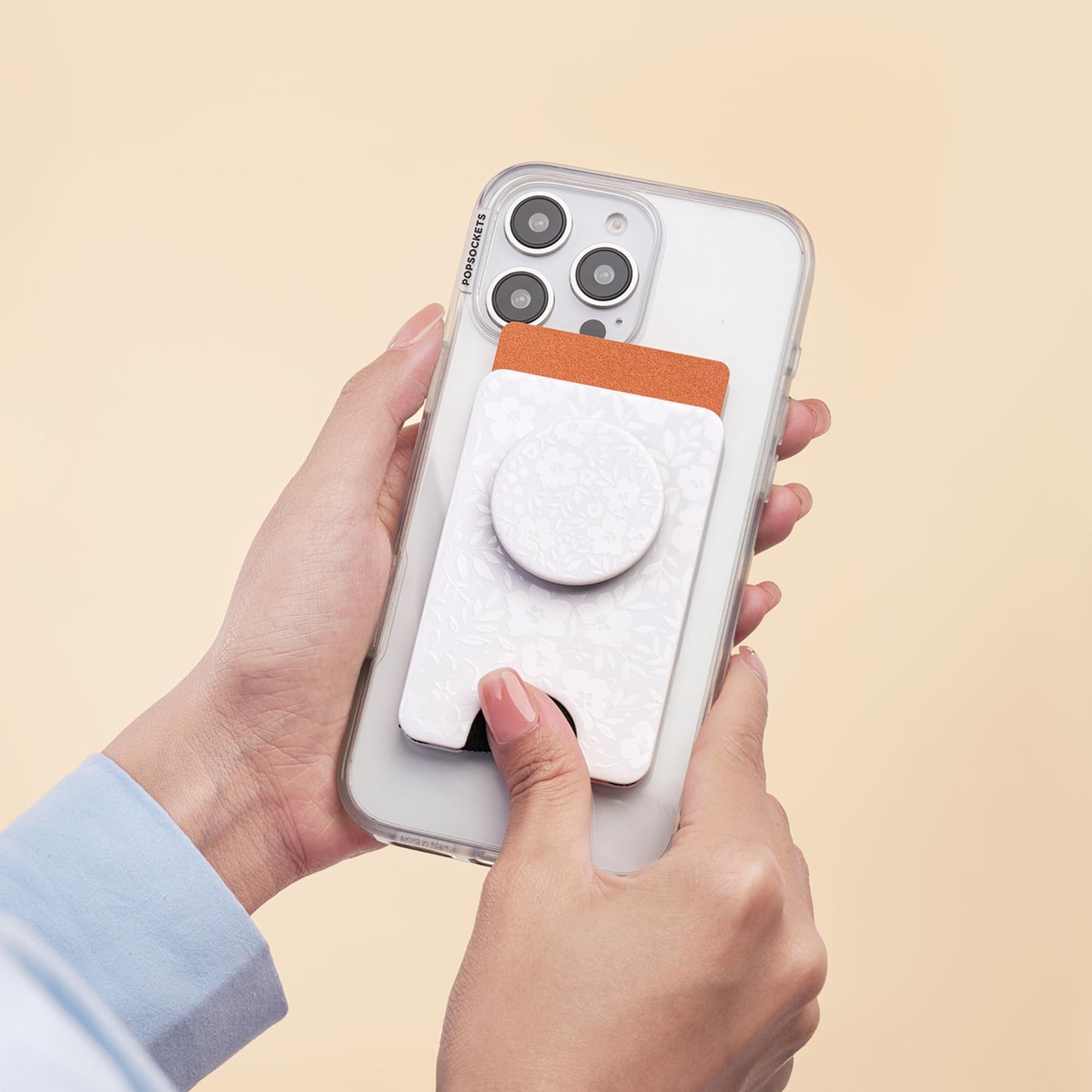 PopSockets Phone Wallet for MagSafe, Phone Card Holder with Grip, White - Blanc Fresh