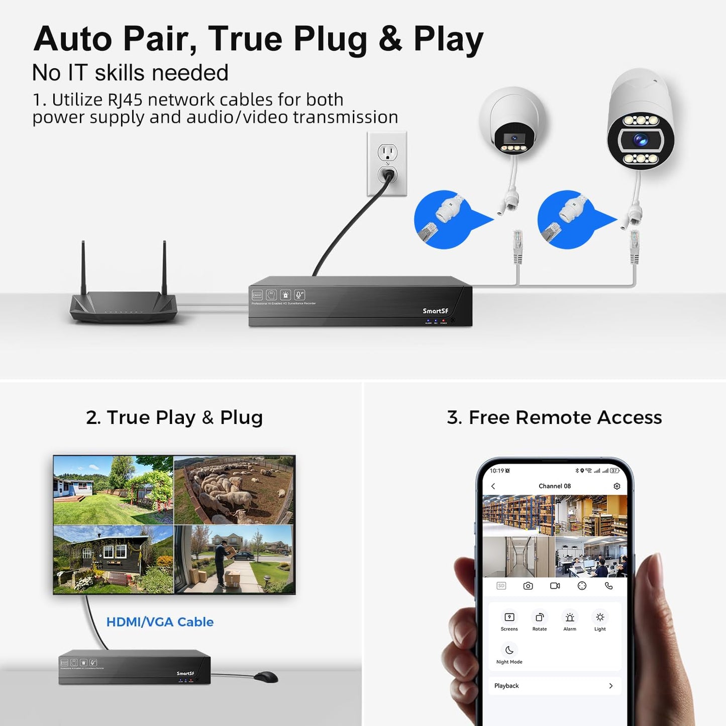POE Security Camera System, 4pcs 5MP Indoor Outdoor PoE Cameras, Color Night Vision, Smart Human Detection, Wired Security Camera System, 8CH NVR