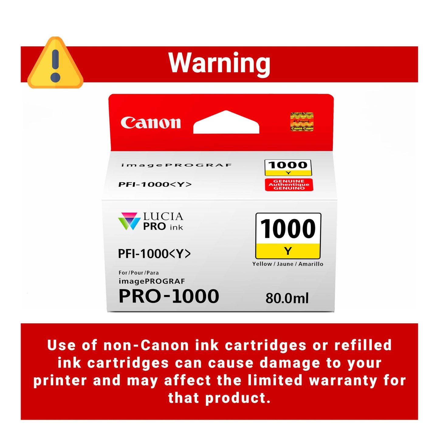 Canon PFI-1000 Genuine Yellow Ink Tank, Compatible with ImagePROGRAF PRO-1000 Printers