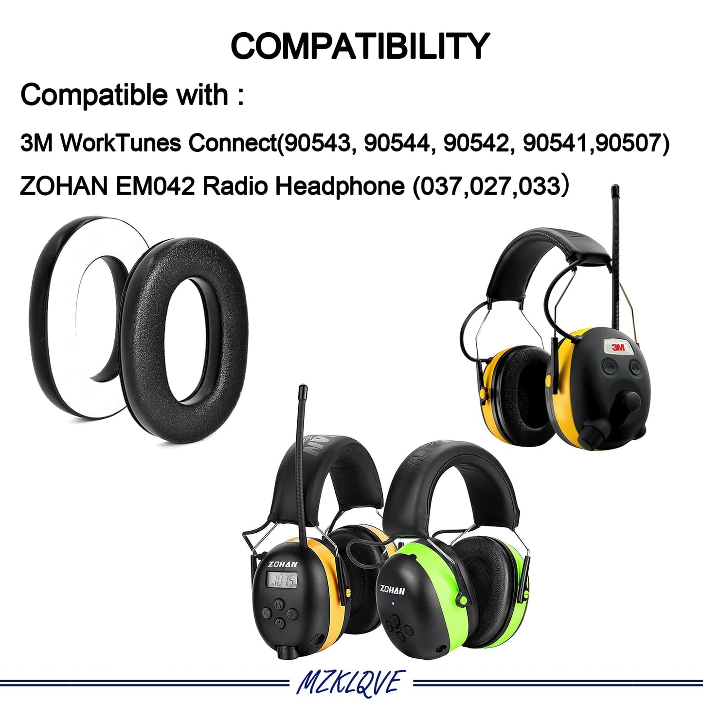 3M-WorkTunes Ear Pads - Replacement Foam Ear Cushion EarPads for 3M WorkTunes(90543, 90544, 90542, 90541,90507) and Peltor Range Guard Connect Hearing