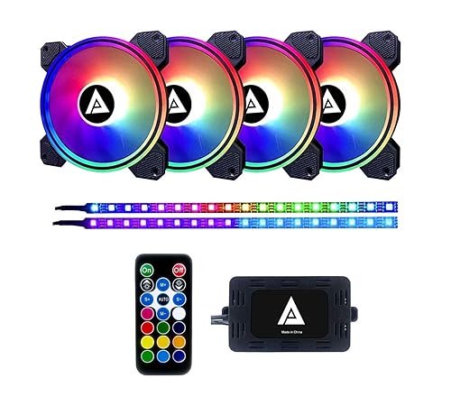 Apevia ET42-RGB Electro 120mm Silent RGB Color Changing LED Fan with Remote Control, 28x LEDs & 8X Anti-Vibration Rubber Pads w/ 2 Magnetic LED Strips
