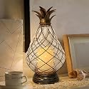 MOZEAL 13" Outdoor Glass Pineapple Lantern,Ip44 Waterproof,6 Hours Timer,Decorative Candle Lantern,with Flameless Candles,Battery Operated,for Front