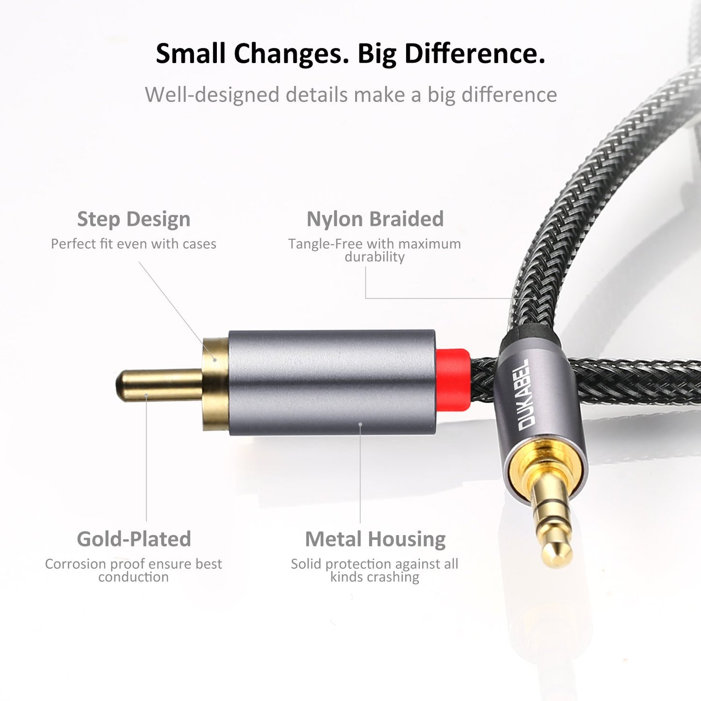 DUKABEL 3.5mm Female to 2 RCA Stereo Adapter, 3.5mm Stereo Audio Jack to 2 RCA Male Plugs to Headphone 3.5 Y Adapter Cable for Smartphones, MP3