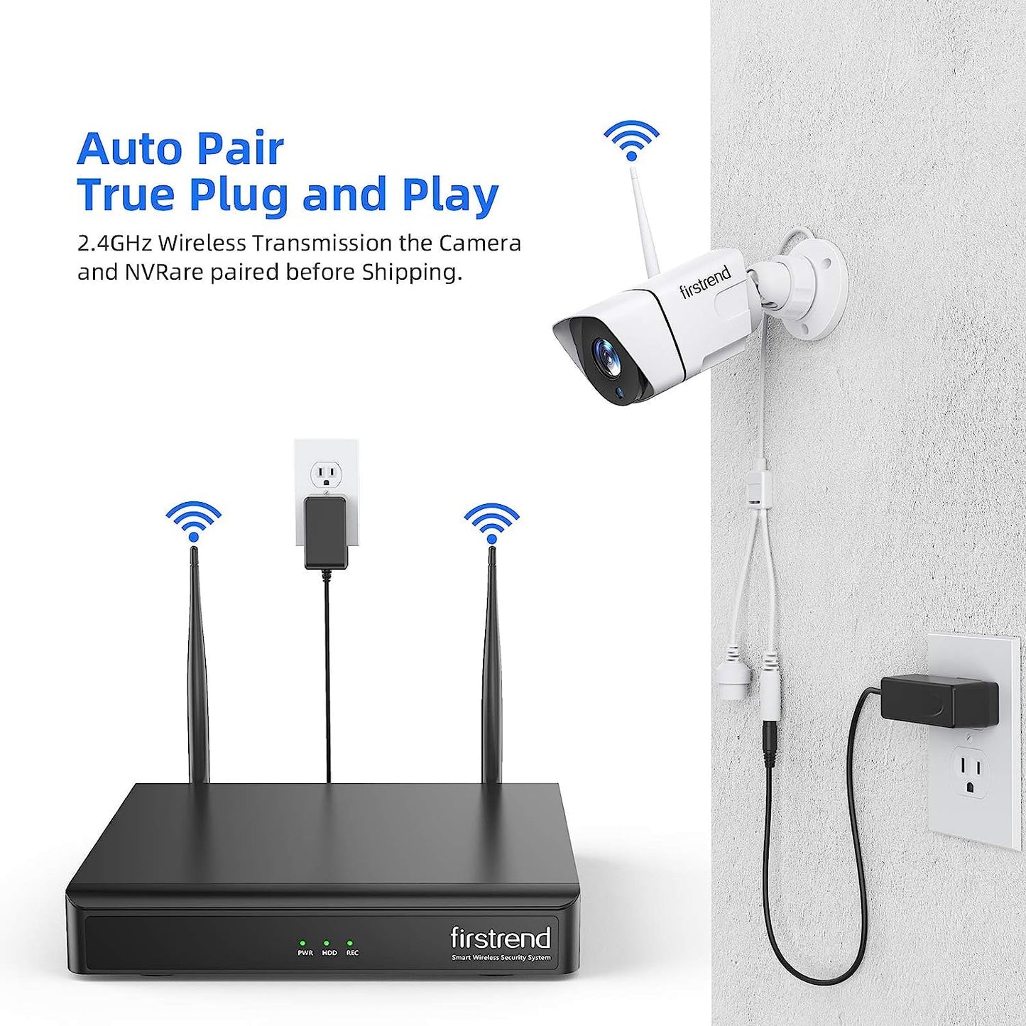 Wireless Security Camera System, Firstrend 8CH 1080P Wireless NVR System with 4 pcs 1.3MP IP Security Camera with 65 ft Night Vision and Easy Remote